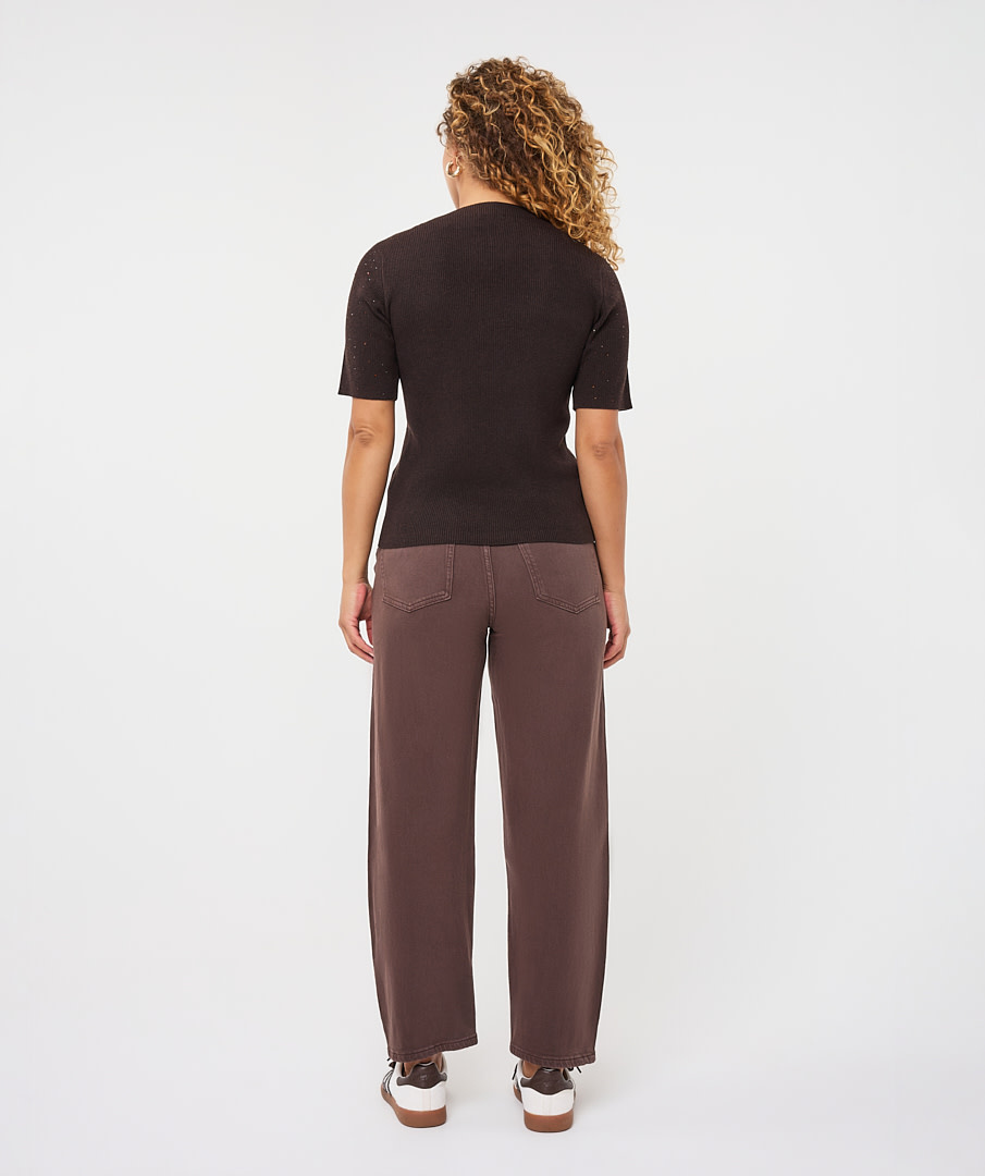 Esqualo Trui met korte mouw en studs cacao