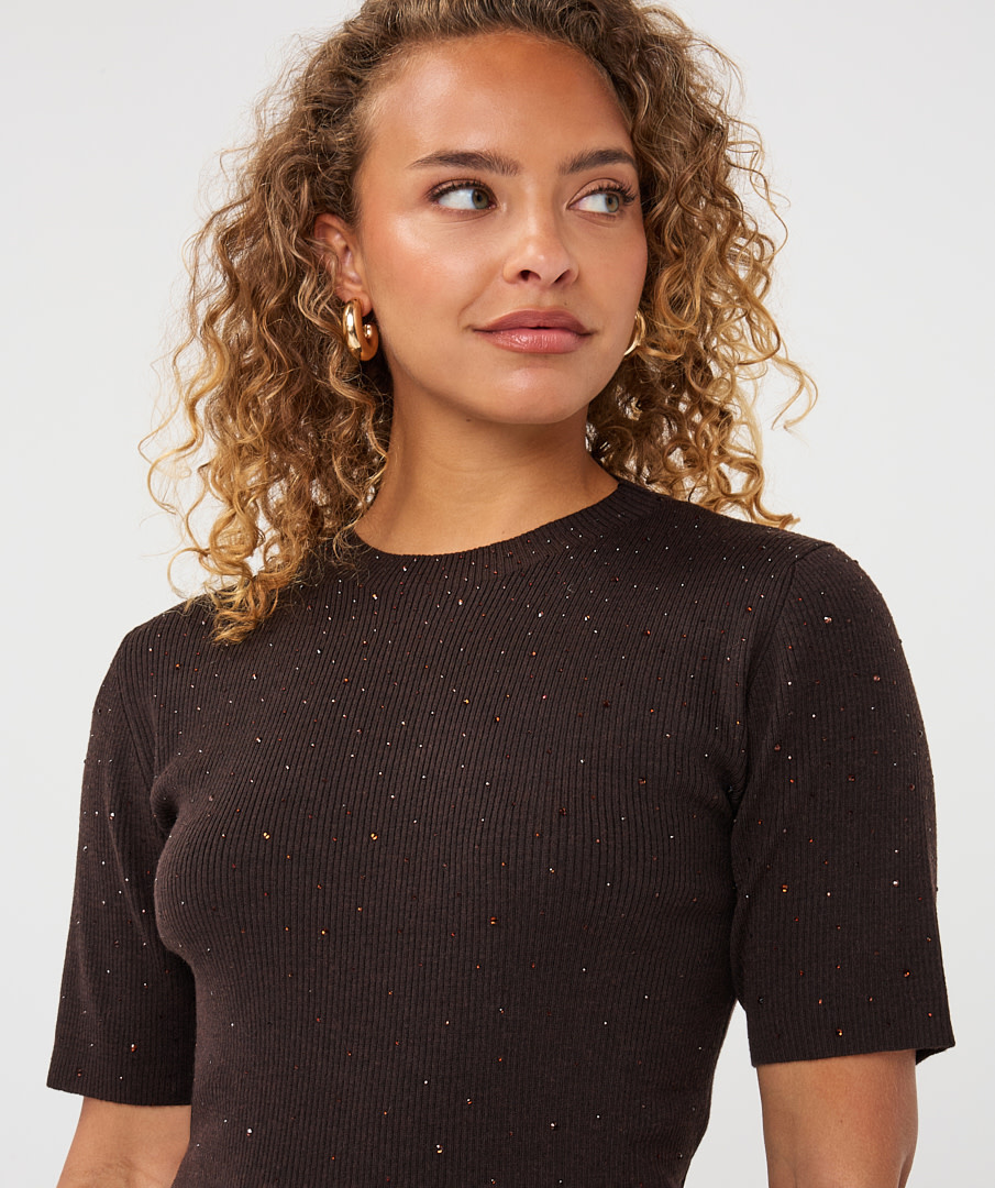Esqualo Trui met korte mouw en studs cacao