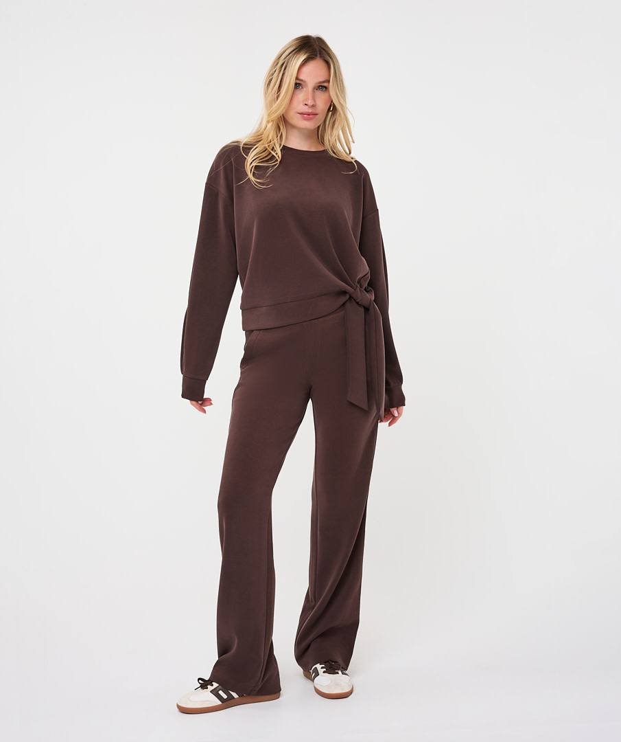 Esqualo Sweater met knoopdetail cacao