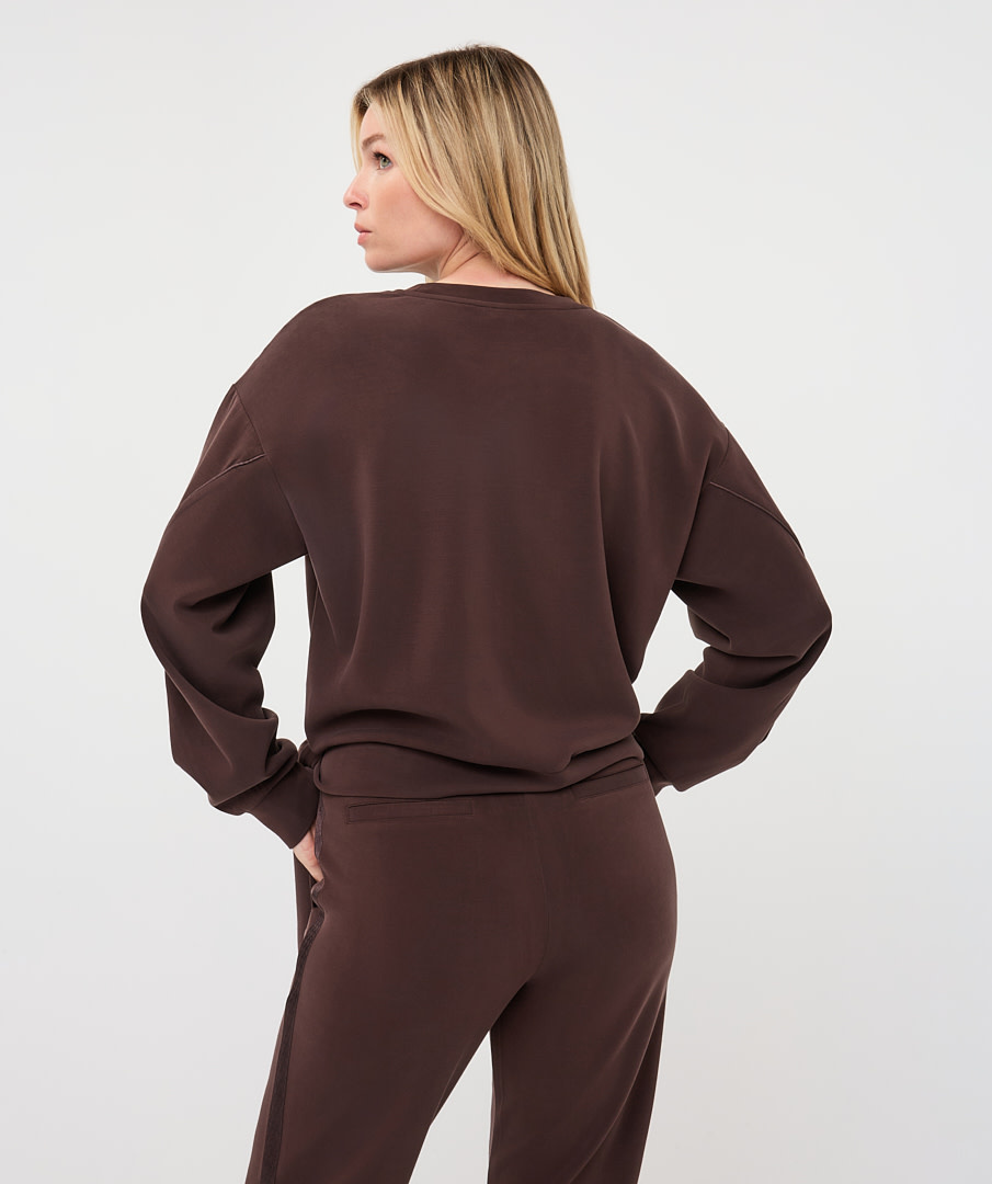 Esqualo Sweater met knoopdetail cacao