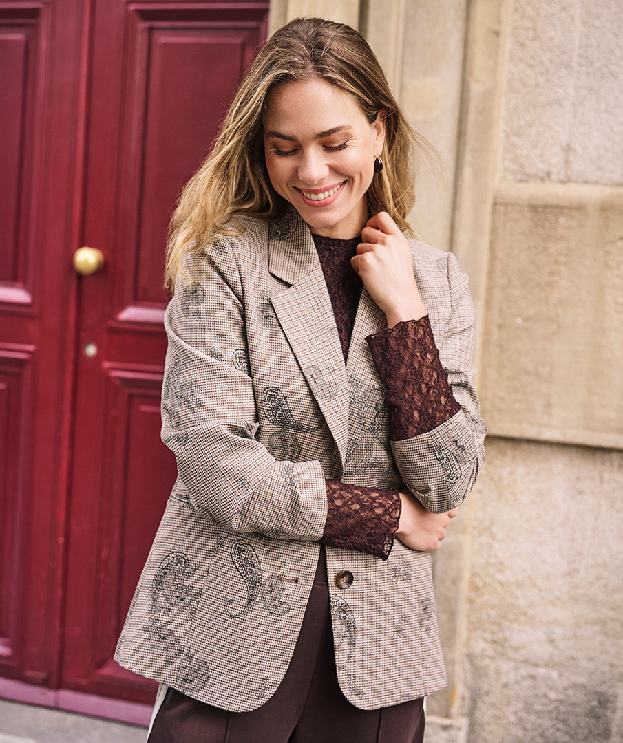 Esqualo Blazer met ruit en paisley
