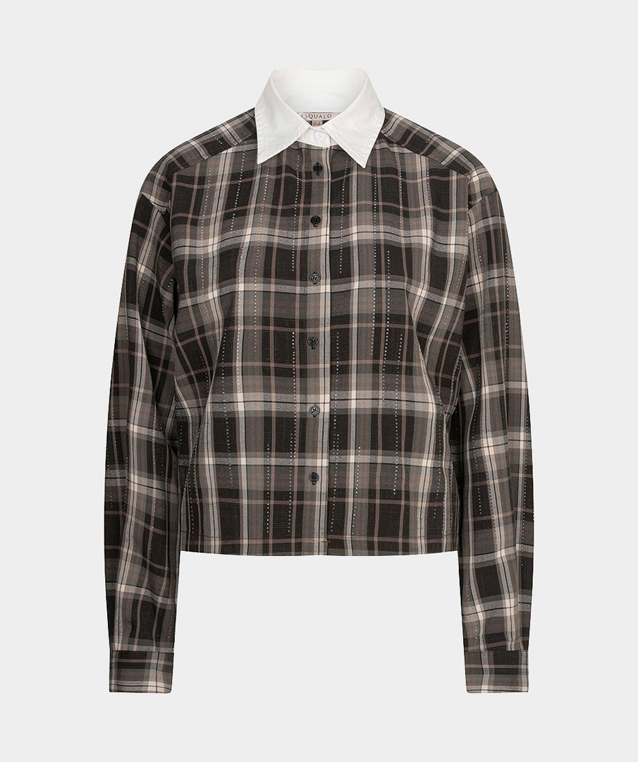 Esqualo Korte blouse met ruit en strass