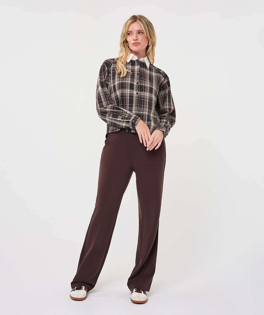 Esqualo Korte blouse met ruit en strass