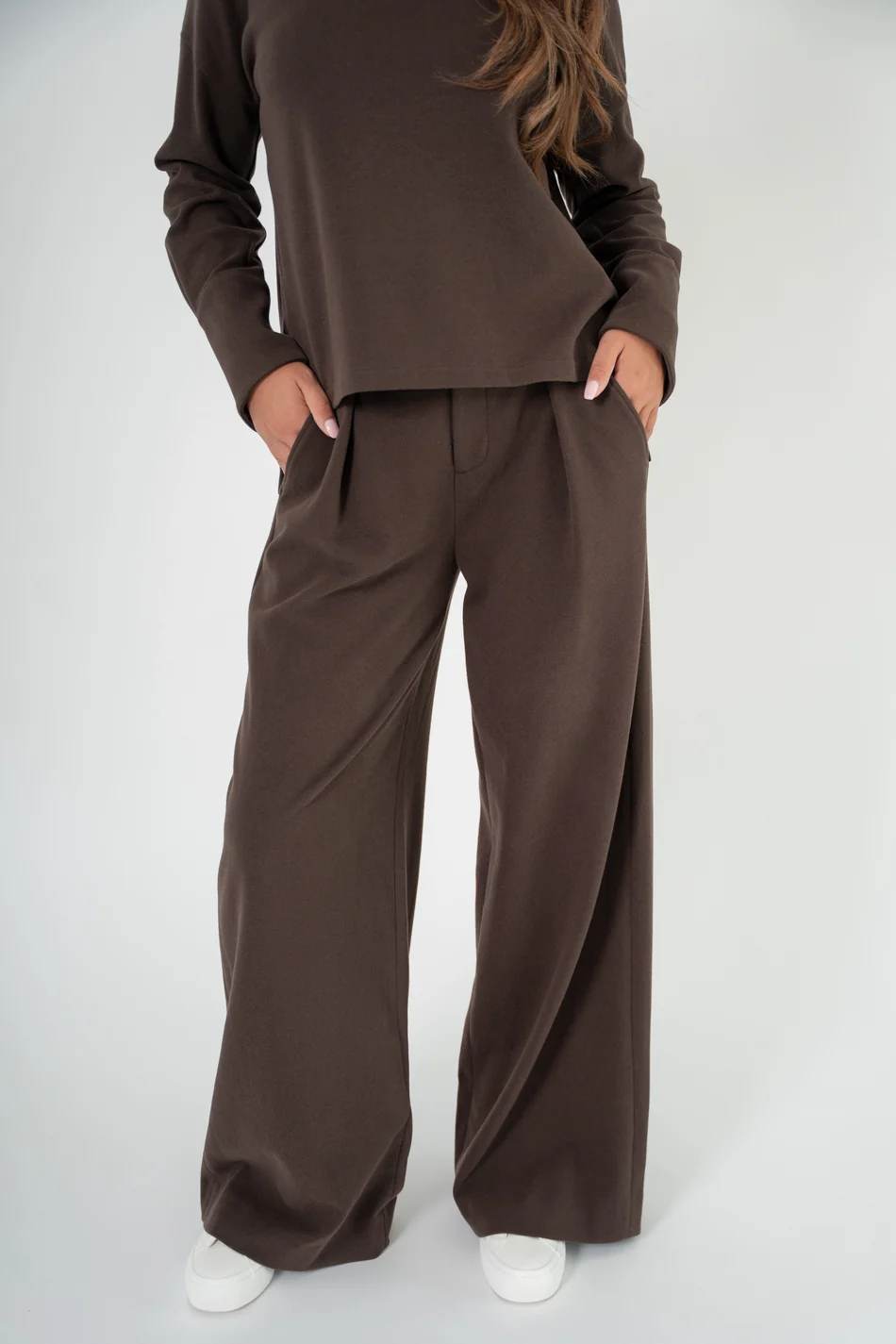Corel Amsterdam Ella pants wide milano brush flannel Brown