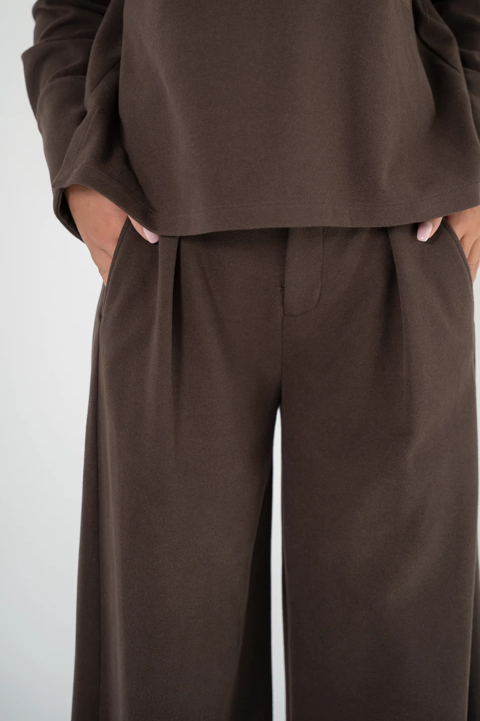 Corel Amsterdam Ella pants wide milano brush flannel Brown