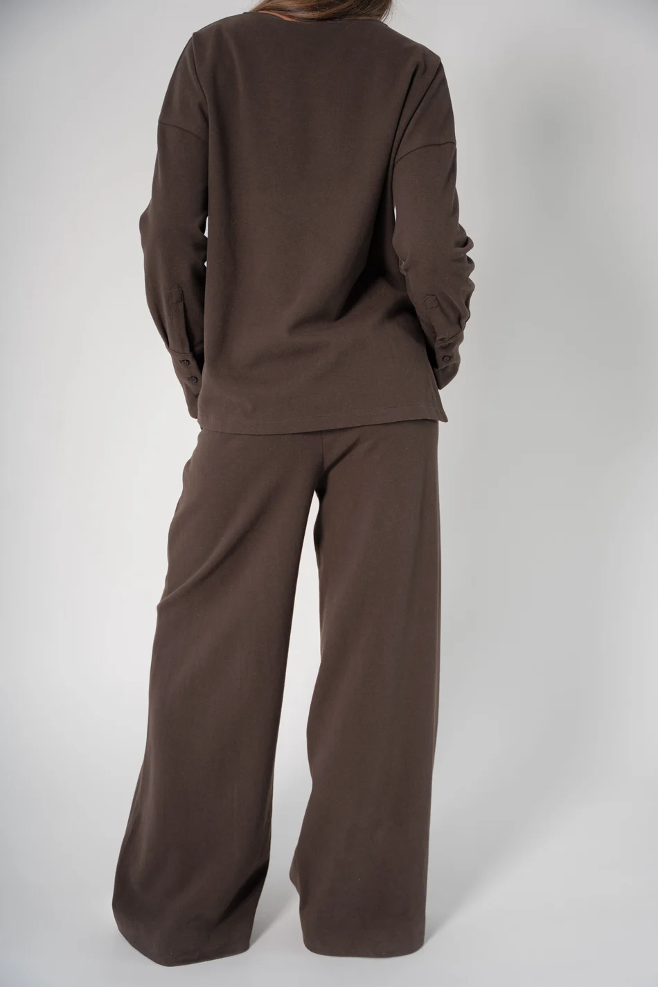 Corel Amsterdam Ella pants wide milano brush flannel Brown