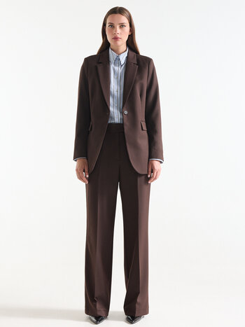 Jansen Amsterdam Aisha blazer met geprinte voering donkerbruin
