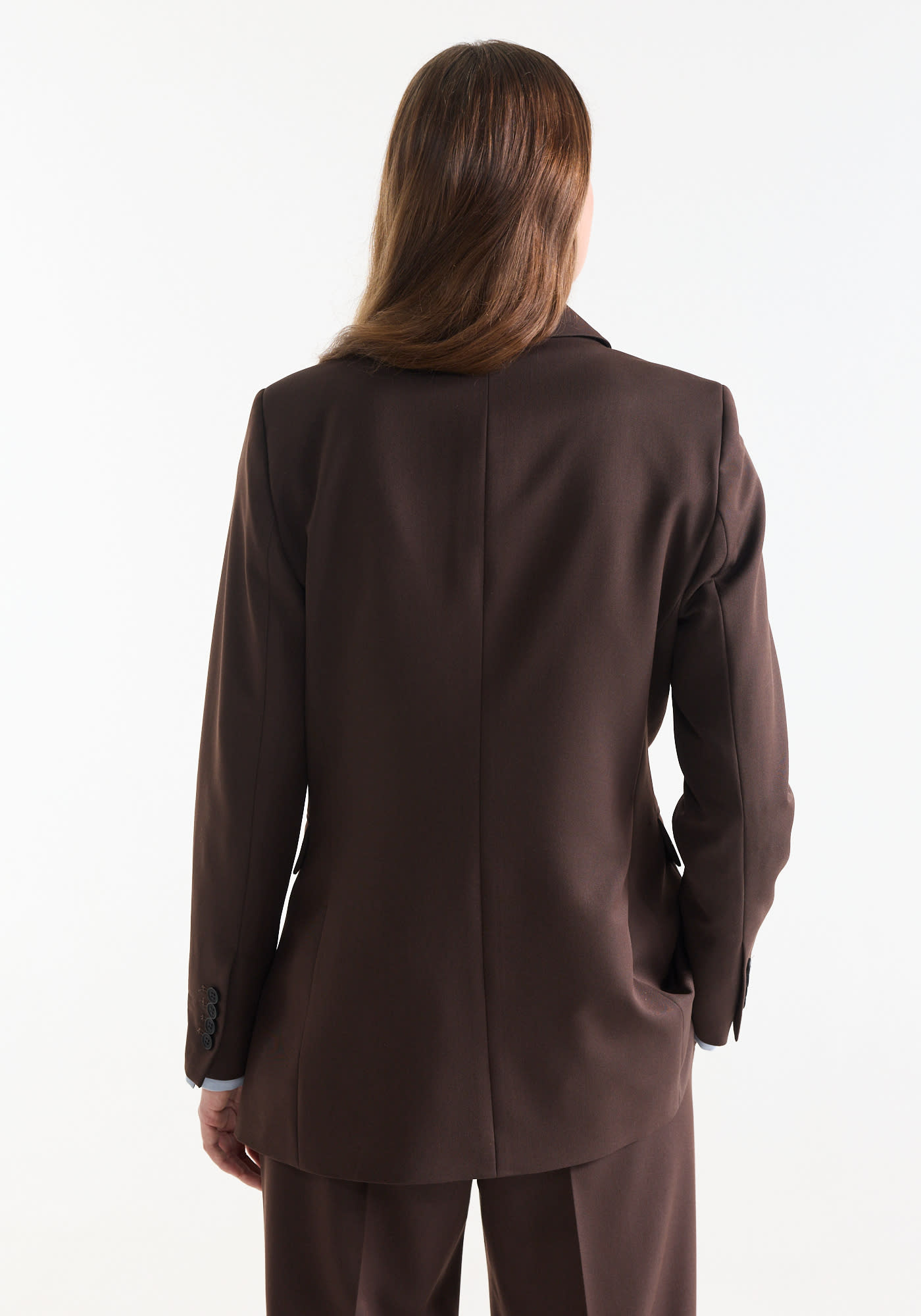 Jansen Amsterdam Aisha blazer met geprinte voering donkerbruin