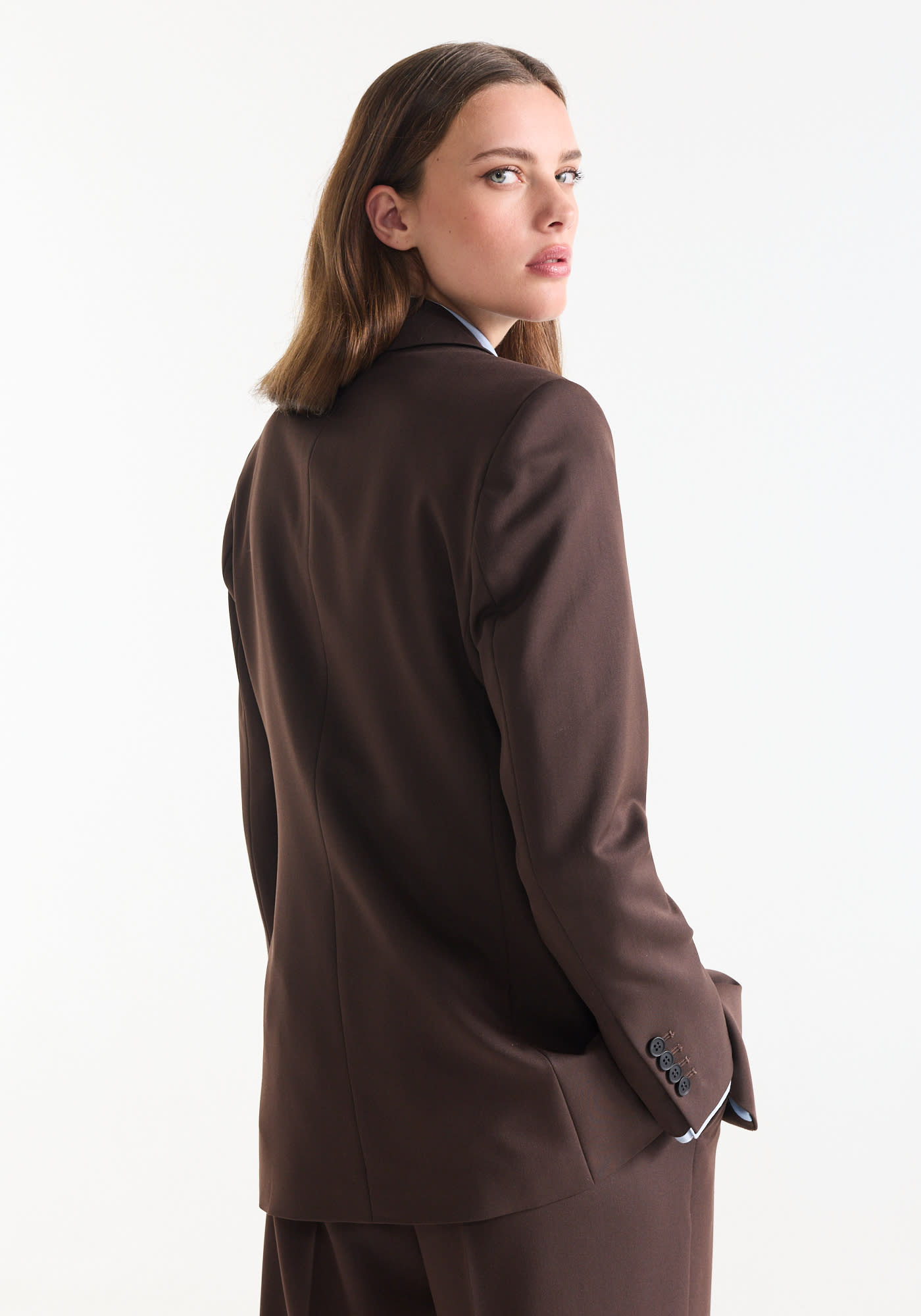 Jansen Amsterdam Aisha blazer met geprinte voering donkerbruin