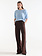 Jansen Amsterdam Aleidas wide leg broek met streep donkerbruin