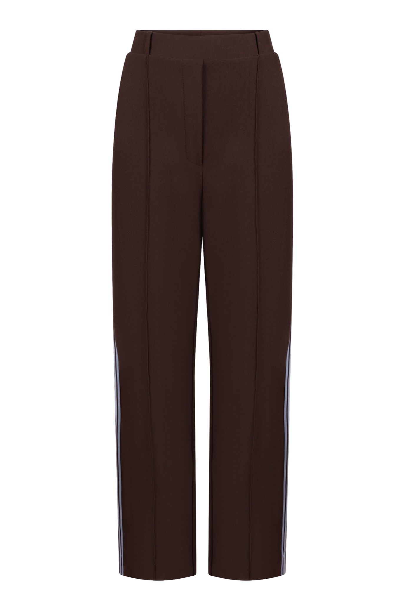 Jansen Amsterdam Aleidas wide leg broek met streep donkerbruin