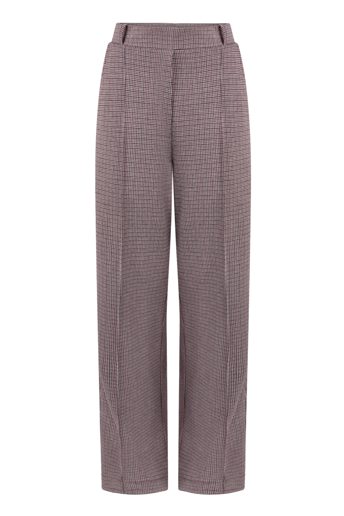 Jansen Amsterdam Aleidou wide leg broek pied-de-poule wijnrood