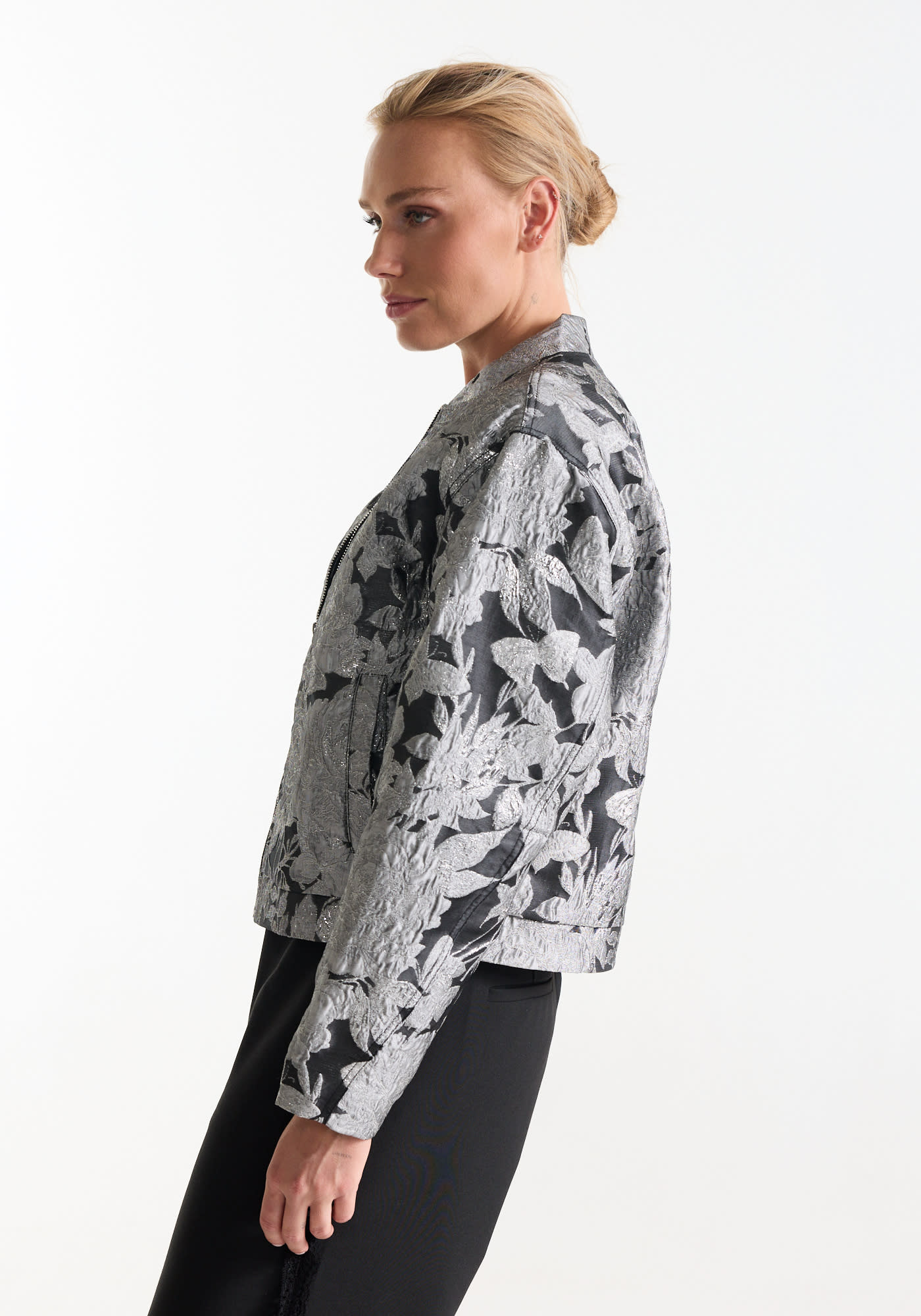 Jansen Amsterdam Bizzy jasje lurex bloemenjacquard zilver