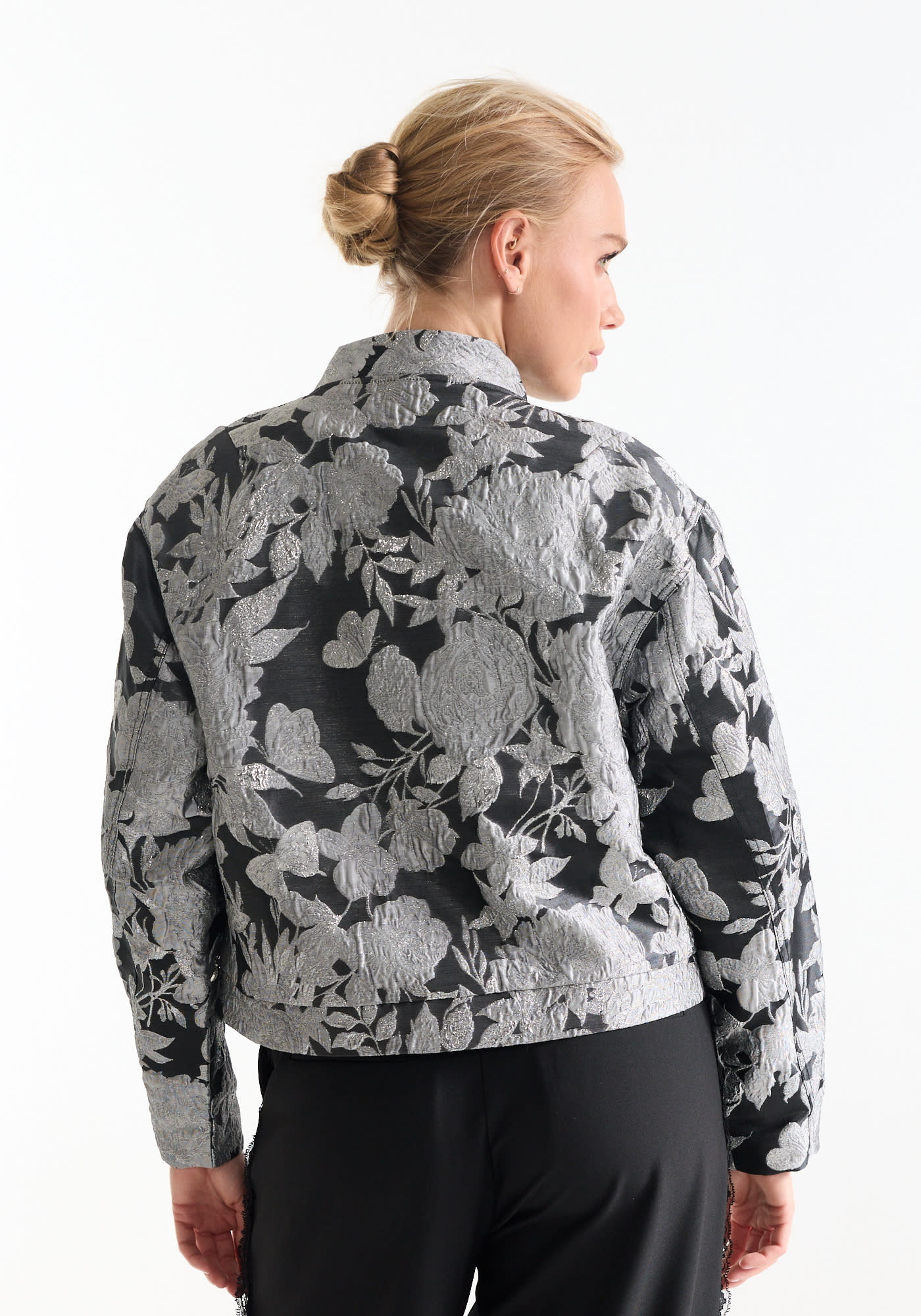Jansen Amsterdam Bizzy jasje lurex bloemenjacquard zilver