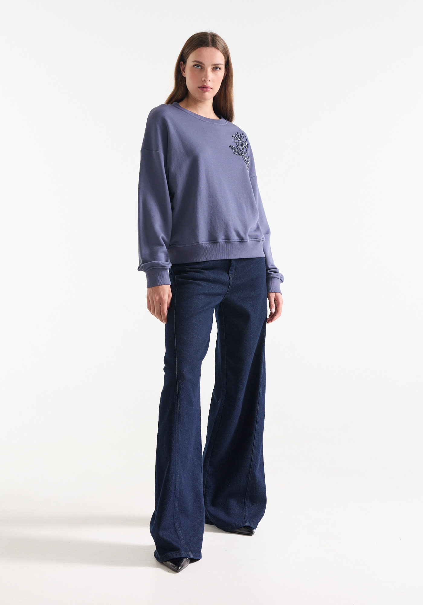 Jansen Amsterdam Candy trui met kralen shadow blue