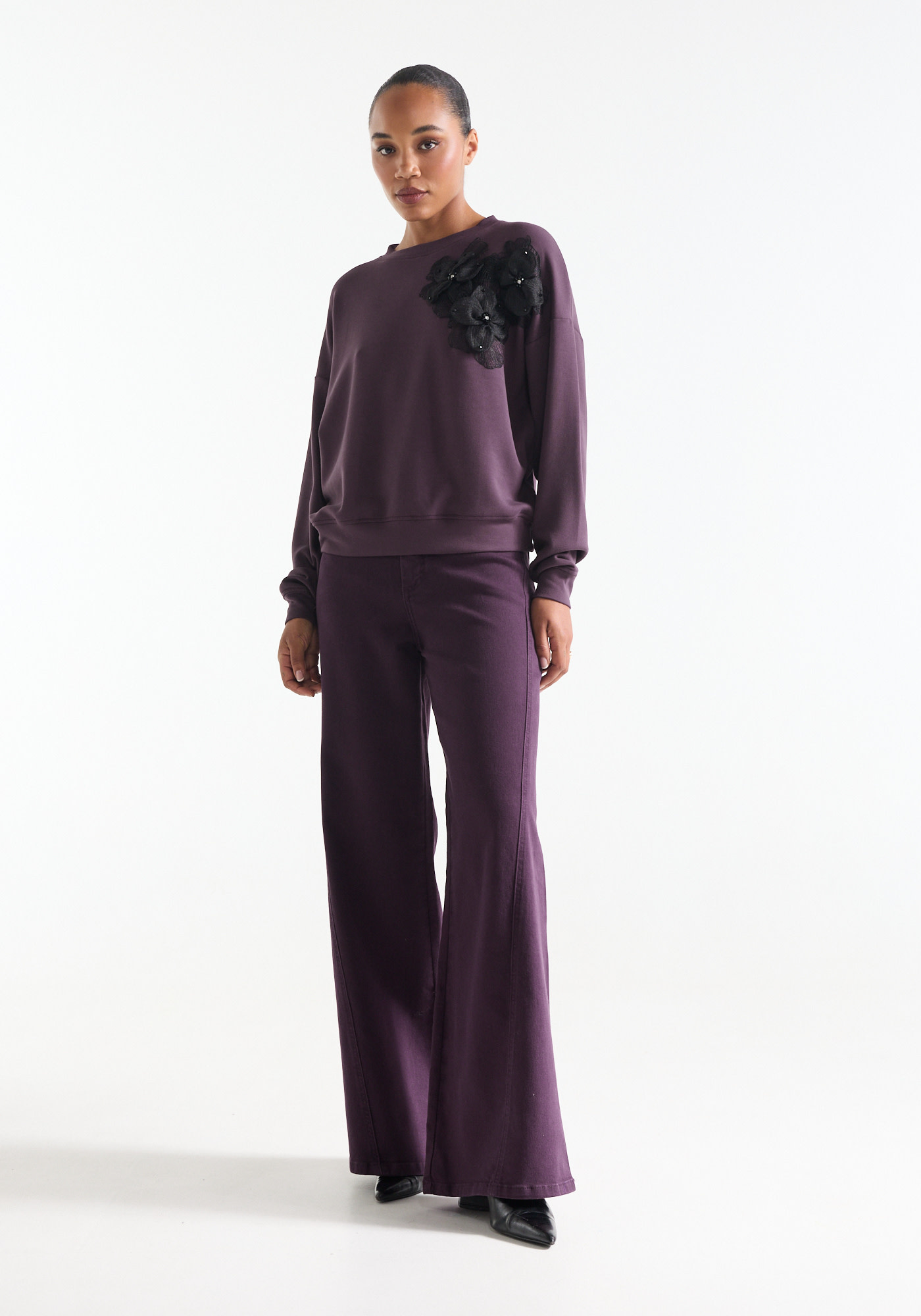 Jansen Amsterdam Carola sweater met bloemen paars