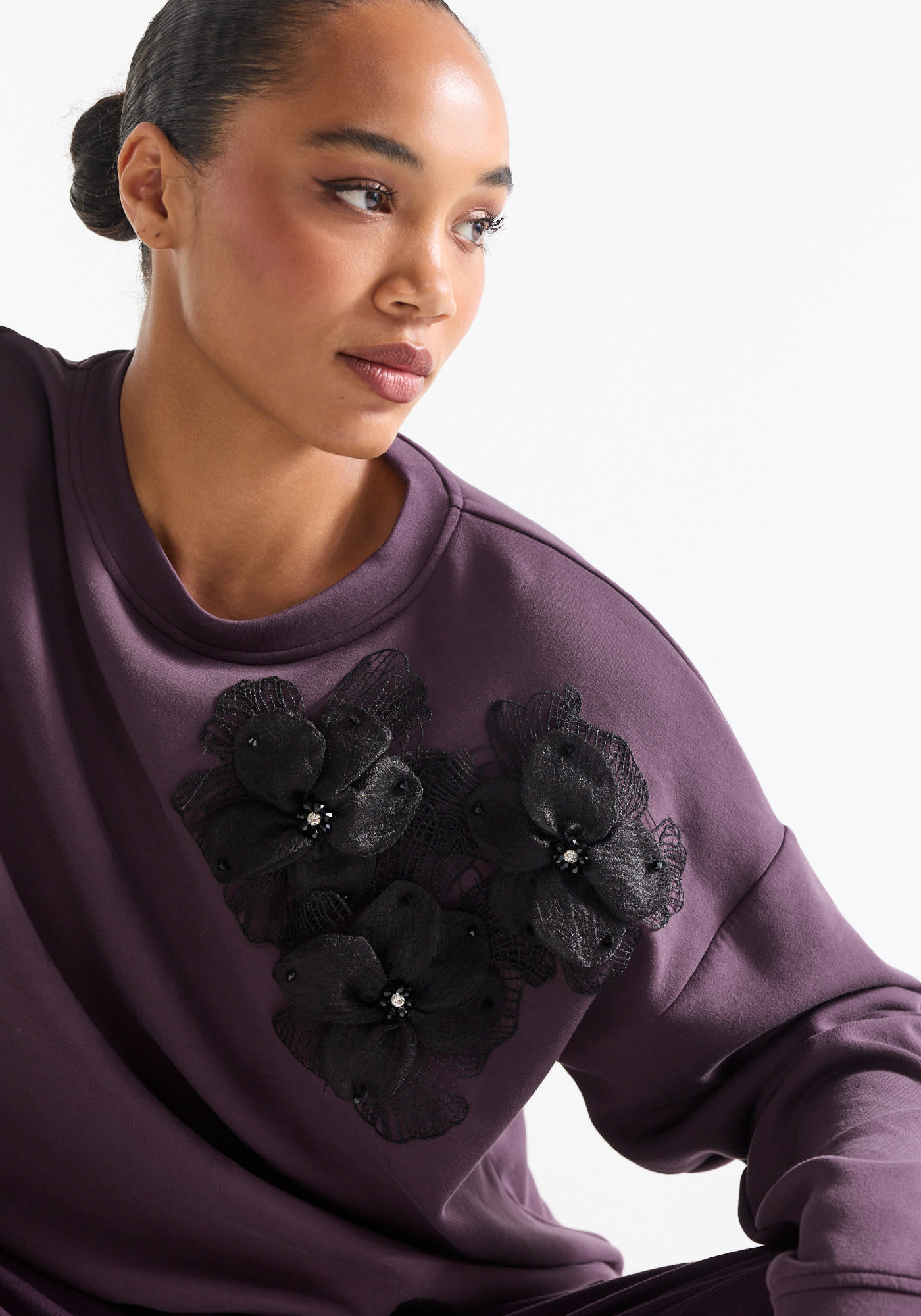 Jansen Amsterdam Carola sweater met bloemen paars