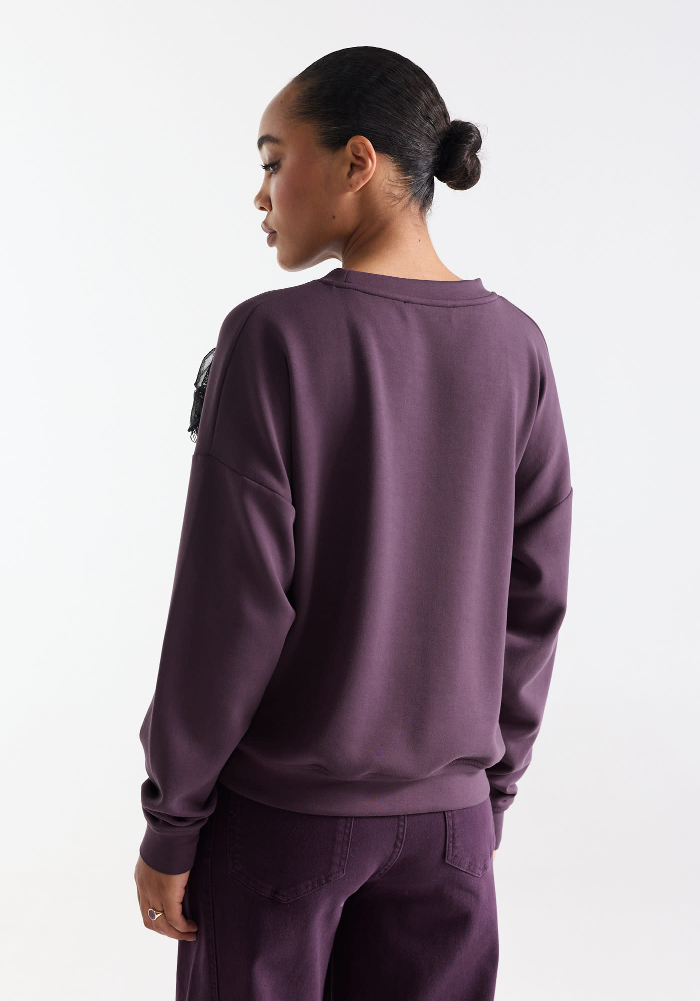 Jansen Amsterdam Carola sweater met bloemen paars