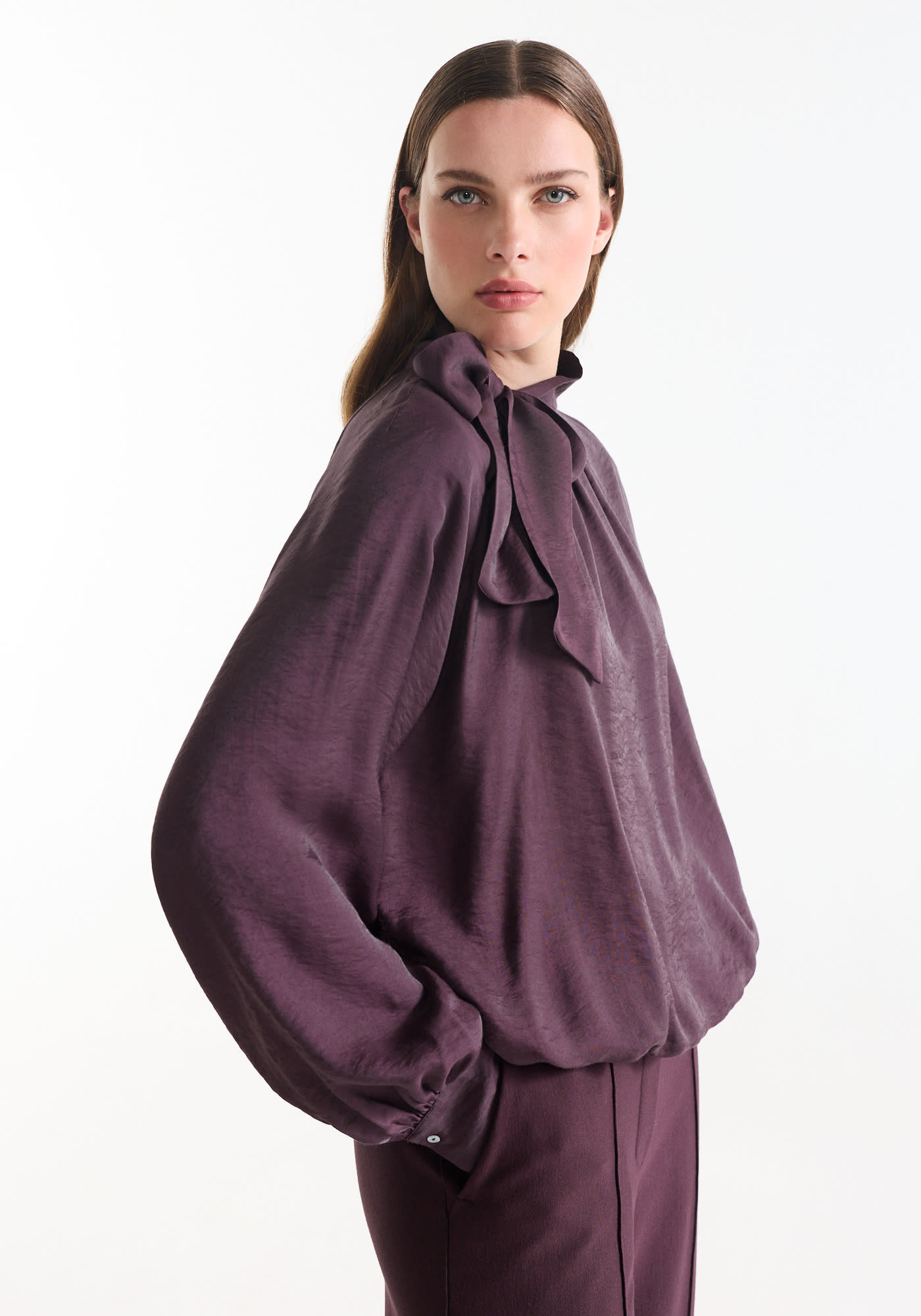 Jansen Amsterdam Iris blouse met strik paars