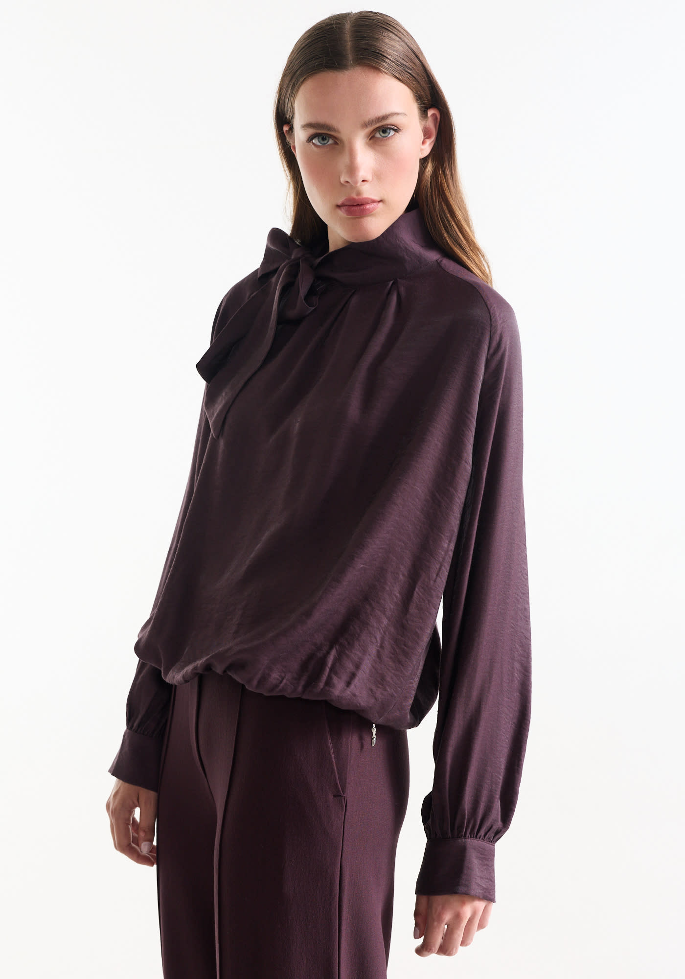 Jansen Amsterdam Iris blouse met strik paars