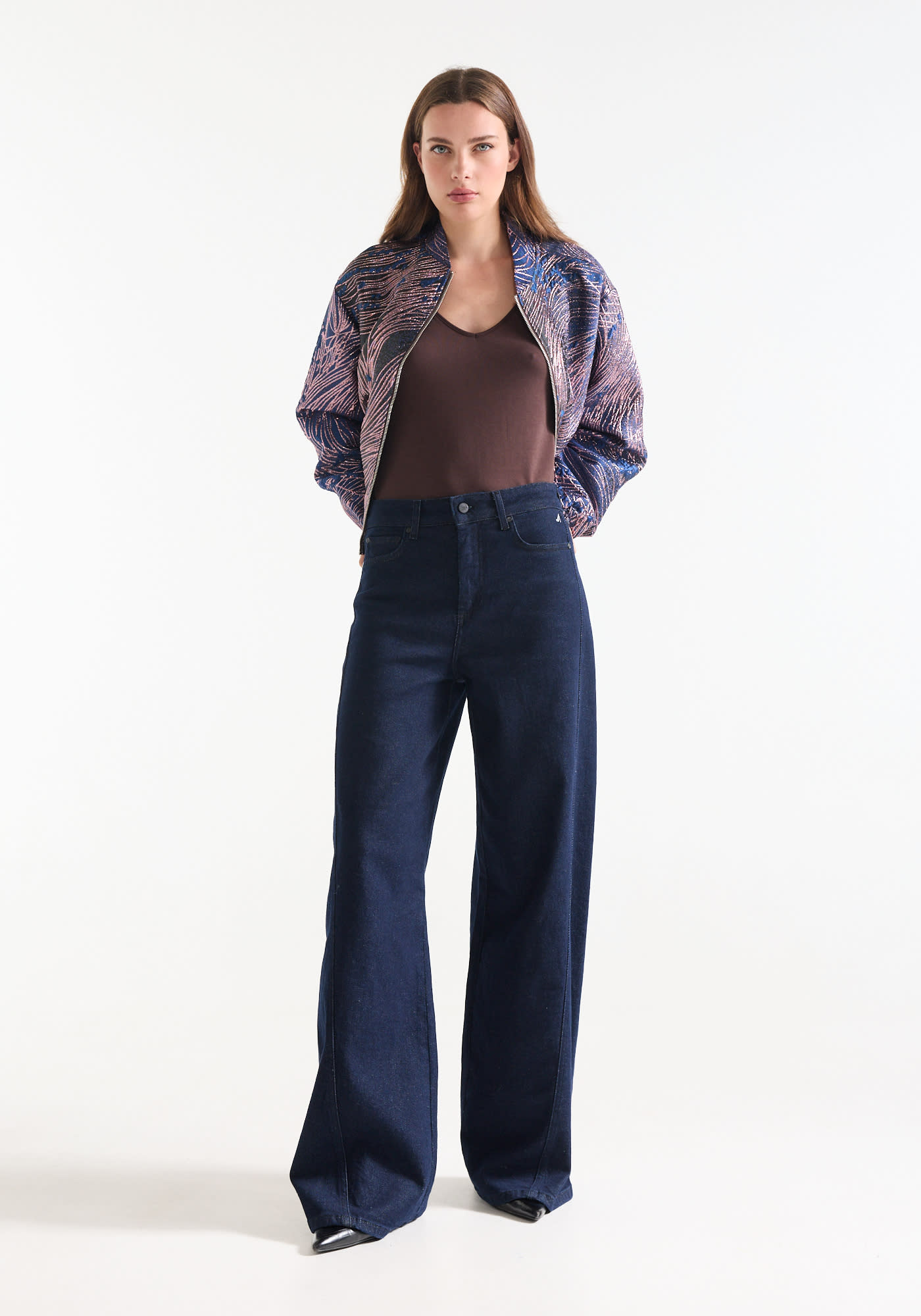 Jansen Amsterdam Jane wide leg jeans donkerblauw