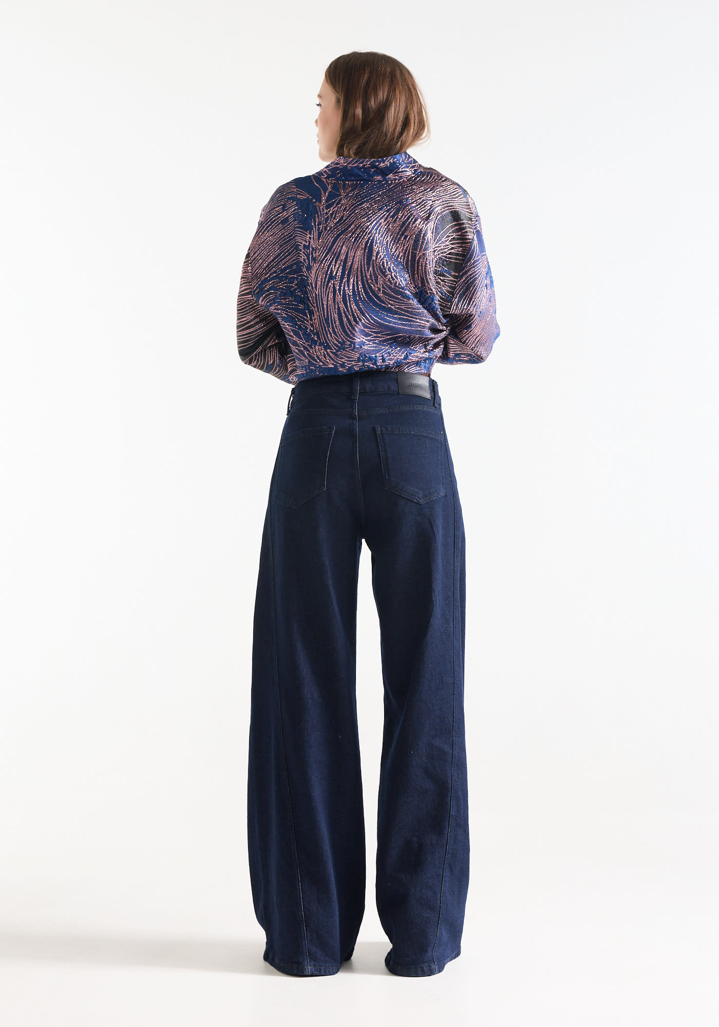 Jansen Amsterdam Jane wide leg jeans donkerblauw