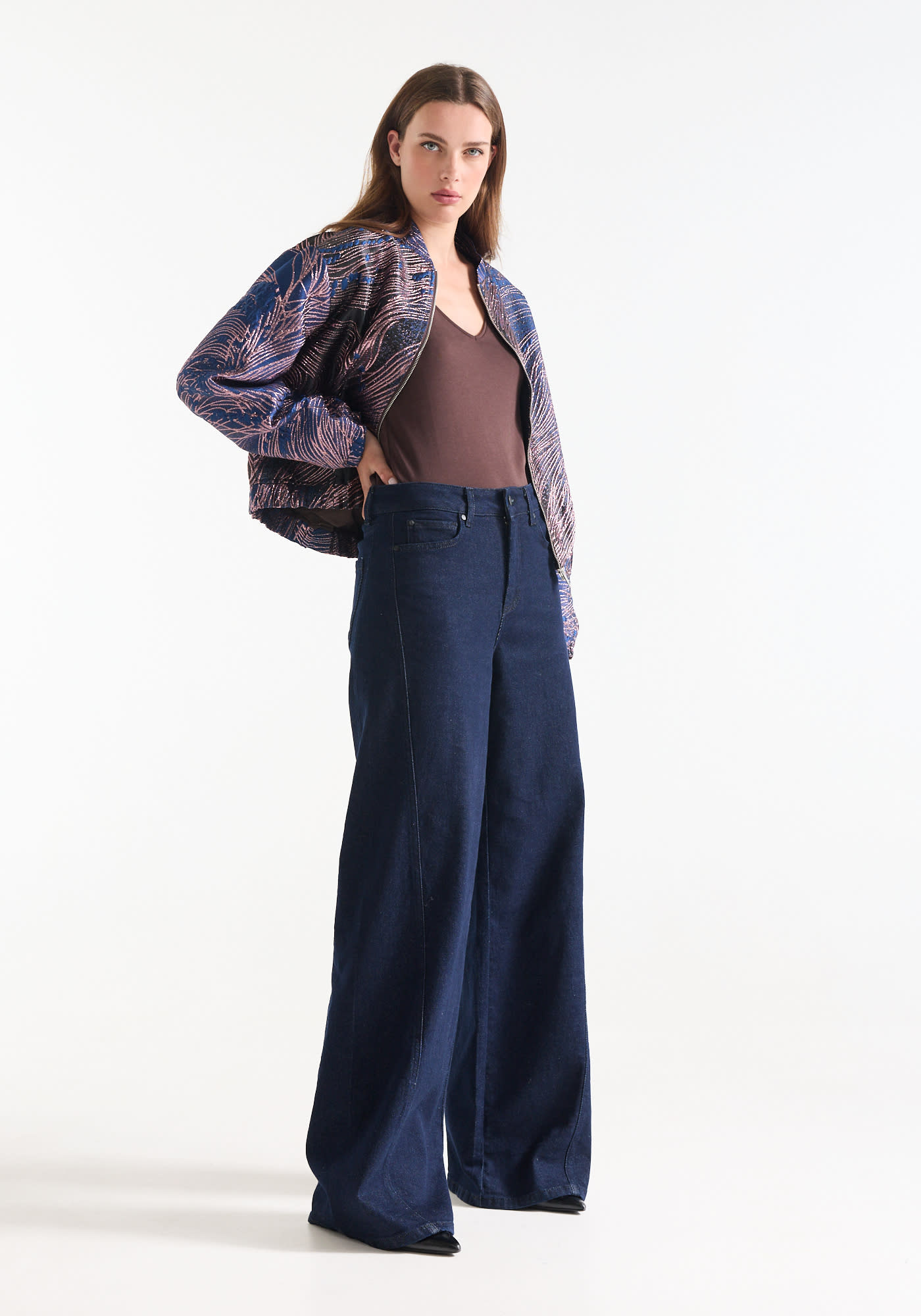 Jansen Amsterdam Jane wide leg jeans donkerblauw