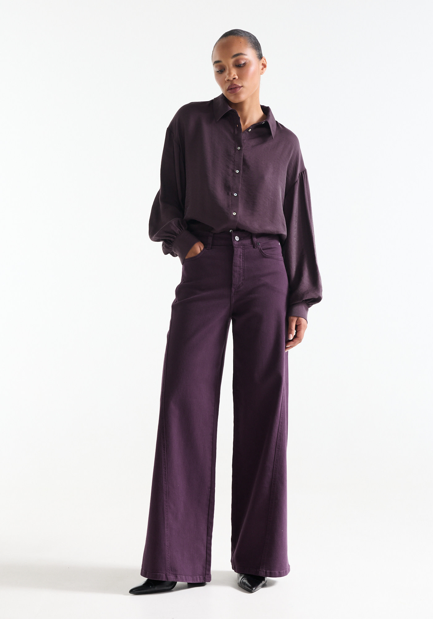Jansen Amsterdam Jone wide leg jeans paars