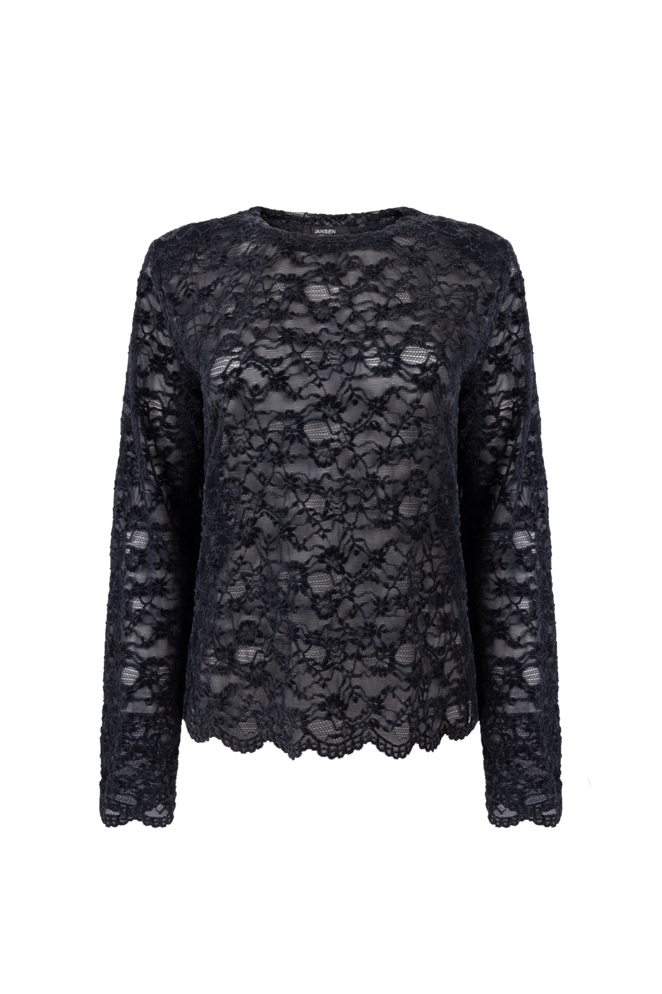 Jansen Amsterdam Kiki kanten top lange mouw donkerblauw