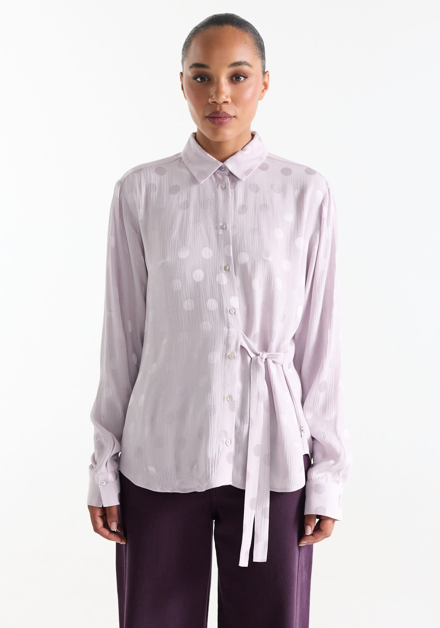 Jansen Amsterdam Kim blouse stippen jacquard lila
