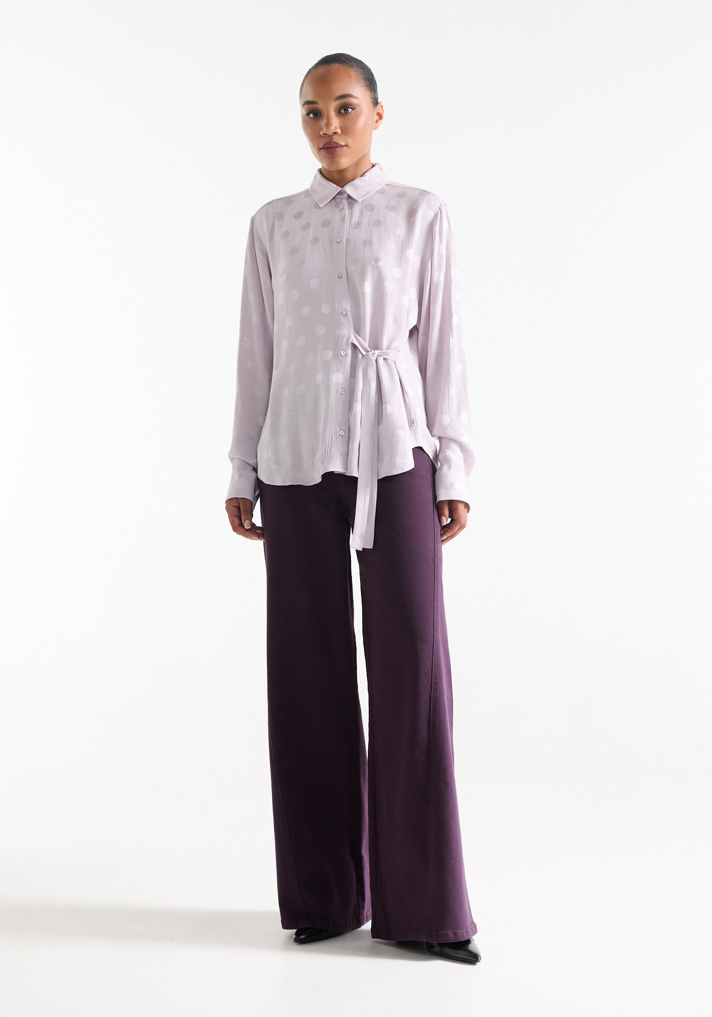 Jansen Amsterdam Kim blouse stippen jacquard lila