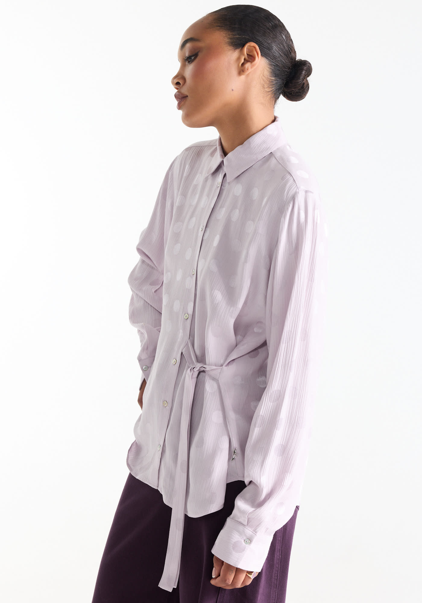 Jansen Amsterdam Kim blouse stippen jacquard lila