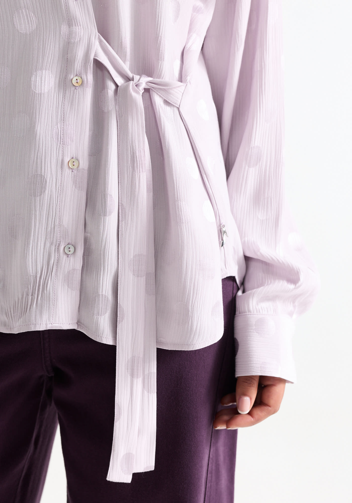 Jansen Amsterdam Kim blouse stippen jacquard lila