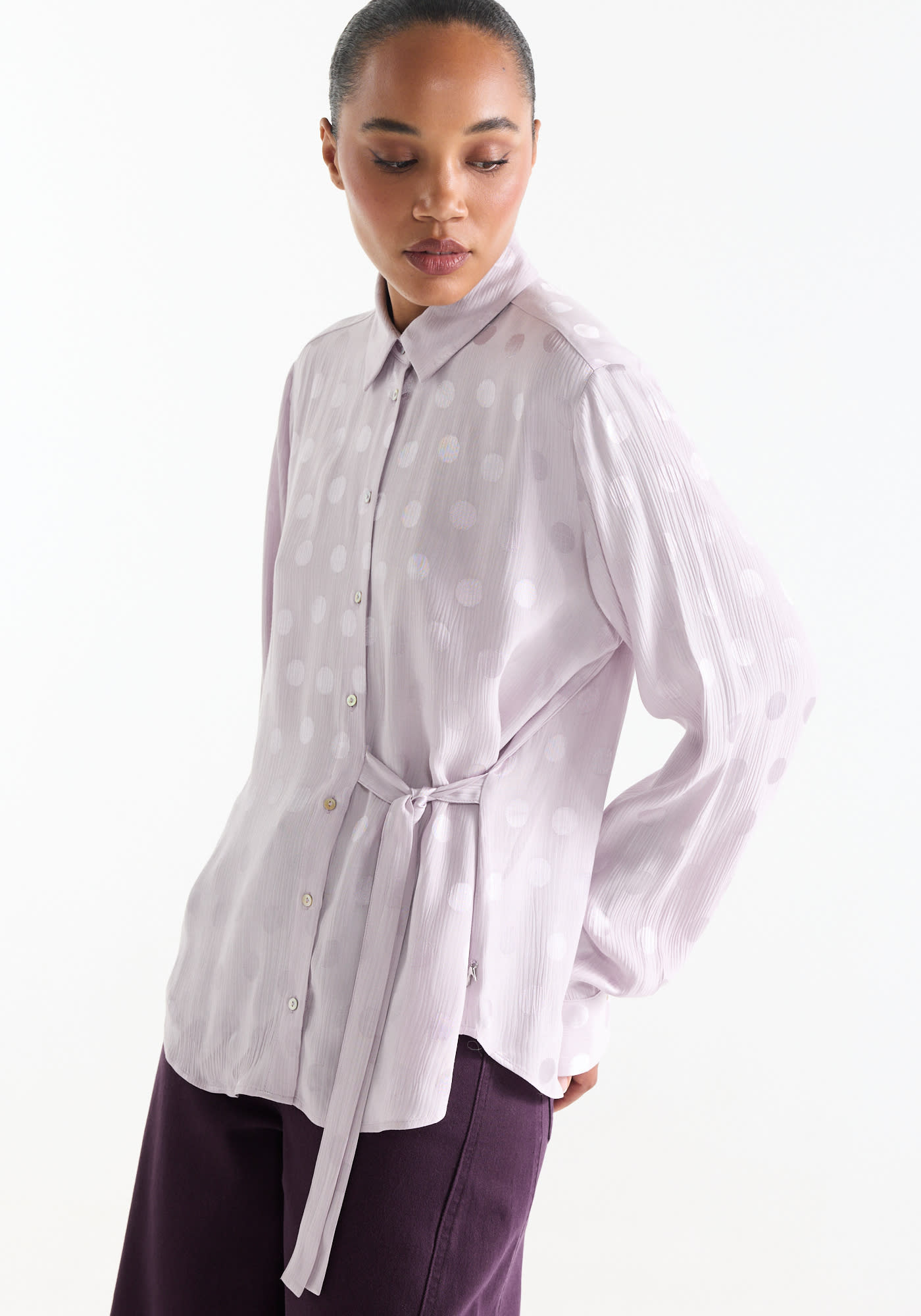Jansen Amsterdam Kim blouse stippen jacquard lila