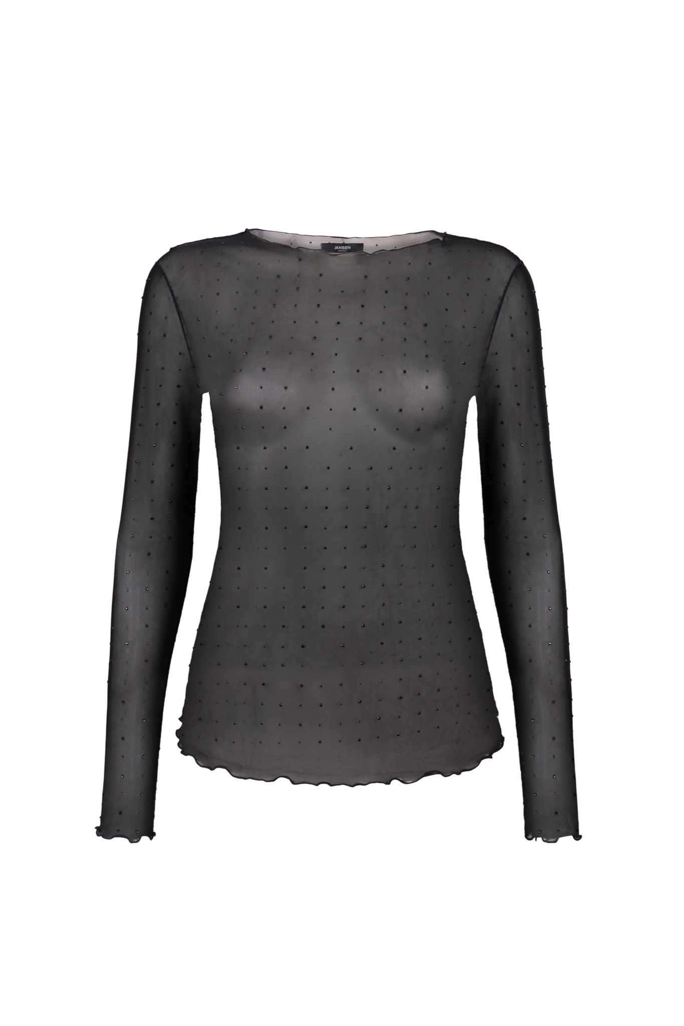 Jansen Amsterdam Kitty mesh top met steentjes zwart