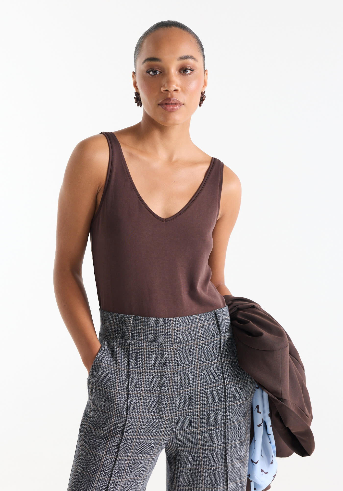 Jansen Amsterdam River singlet tencel donkerbruin