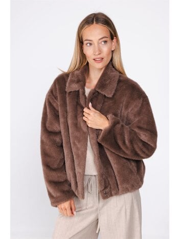 POOOLS Faux fur jasje bruin