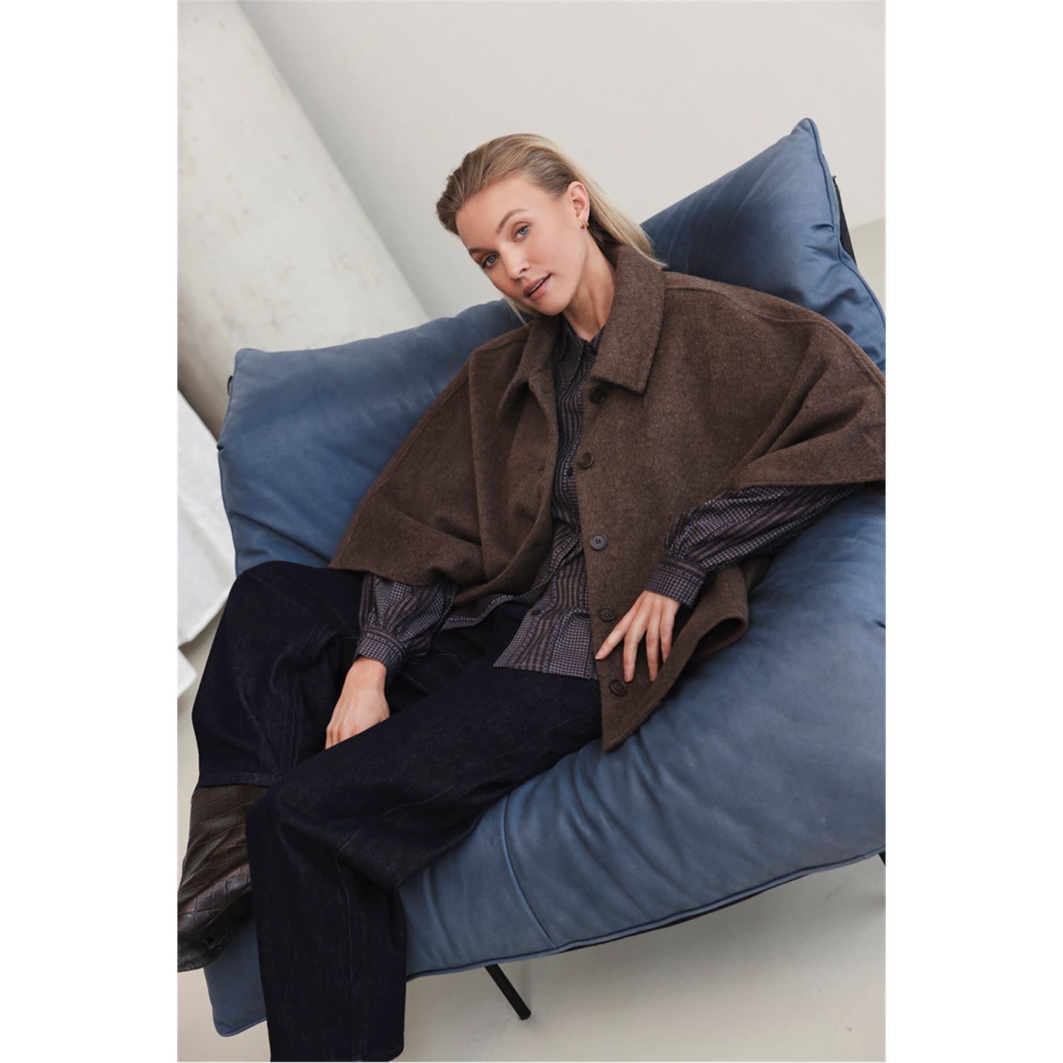 POOOLS Cape jas wolmix bruin