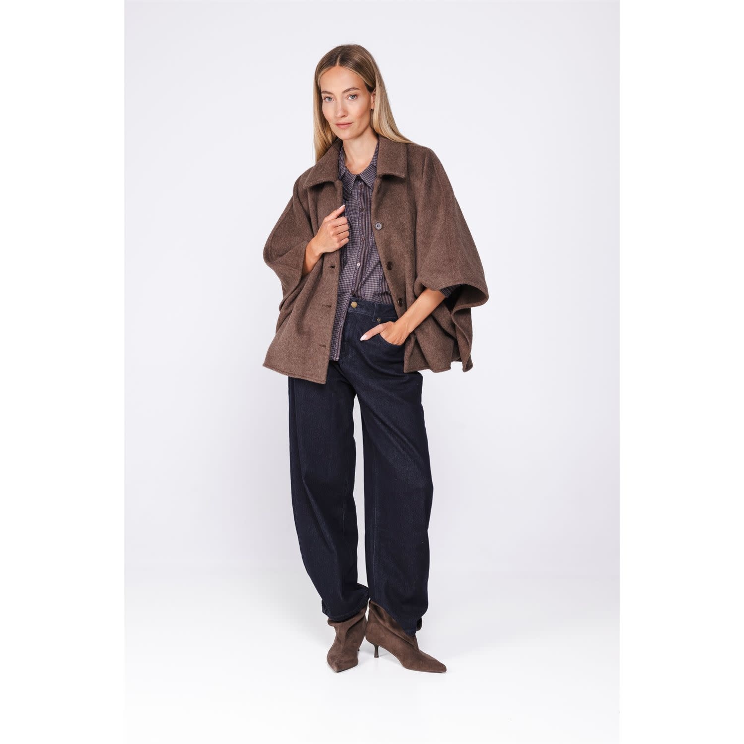 POOOLS Cape jas wolmix bruin