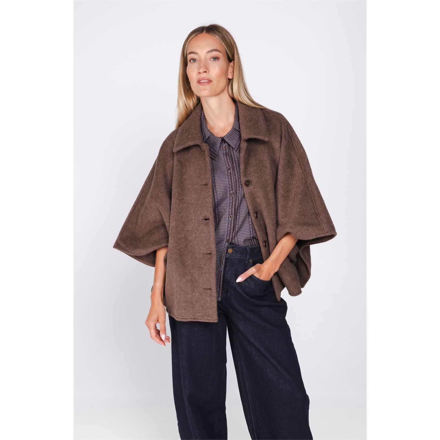 POOOLS Cape jas wolmix bruin