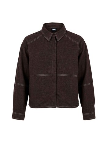 POOOLS Blouse met stiksels koffiebruin