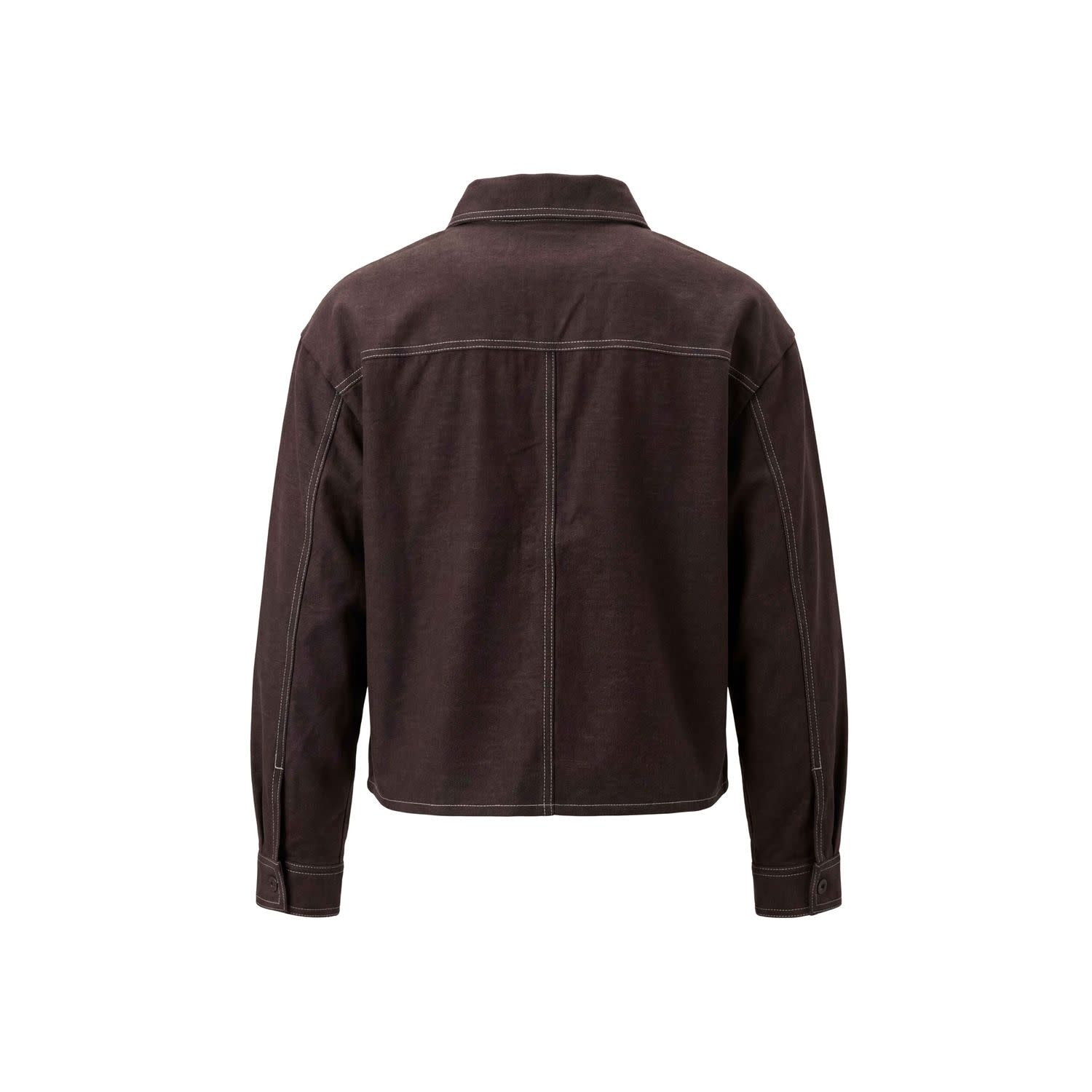 POOOLS Blouse met stiksels koffiebruin