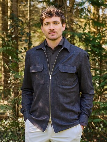 John Miller Melange stretch overshirt donkerbruin