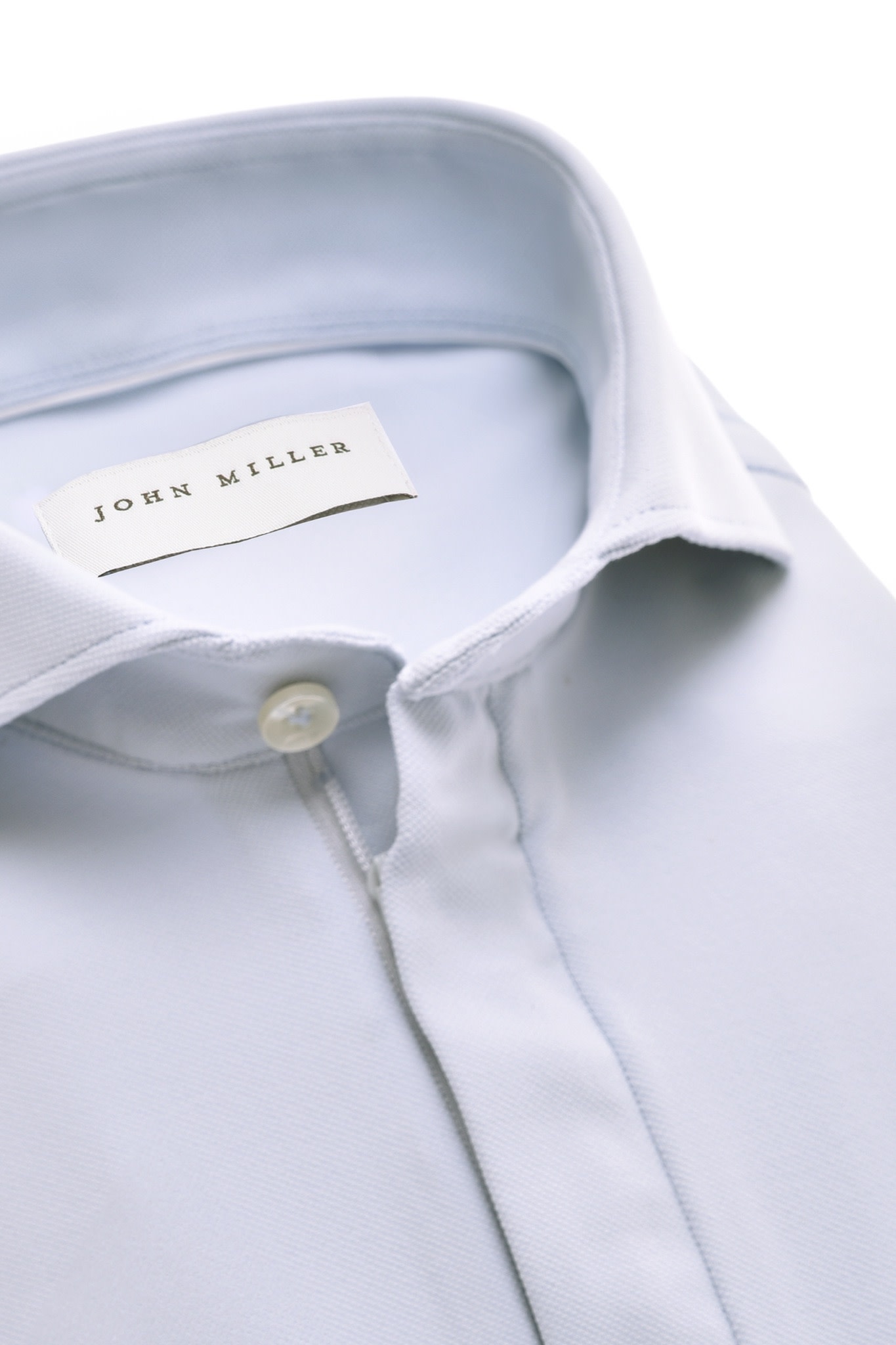 John Miller Hyperstretch polo met rits lange mouw lichtblauw