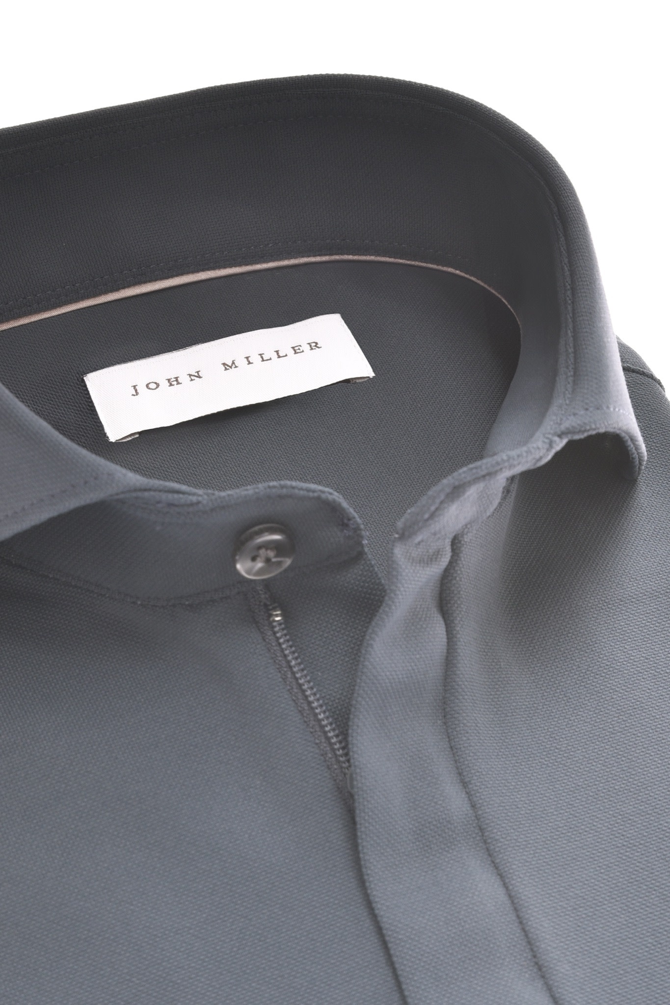 John Miller Hyperstretch polo met rits lange mouw staalblauw