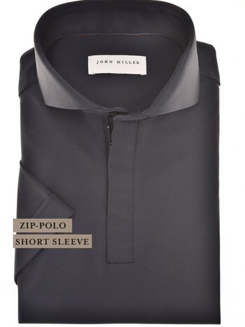 John Miller Hyperstretch polo met rits korte mouw donkerblauw