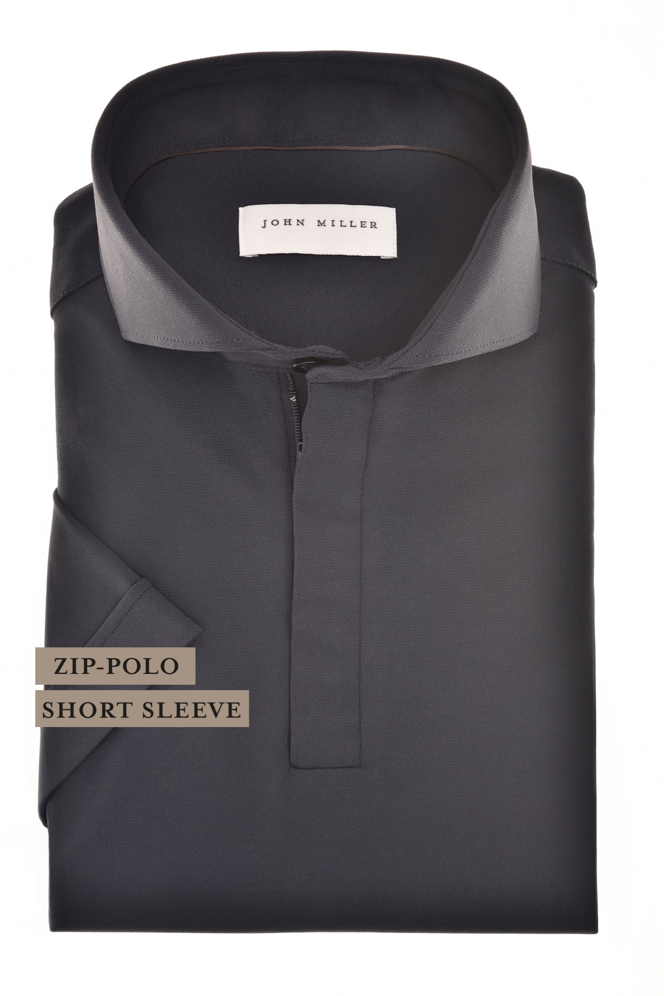 John Miller Hyperstretch polo met rits korte mouw donkerblauw