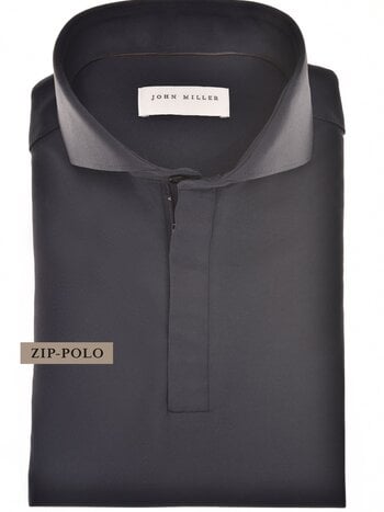 John Miller Hyperstretch polo met rits lange mouw donkerblauw