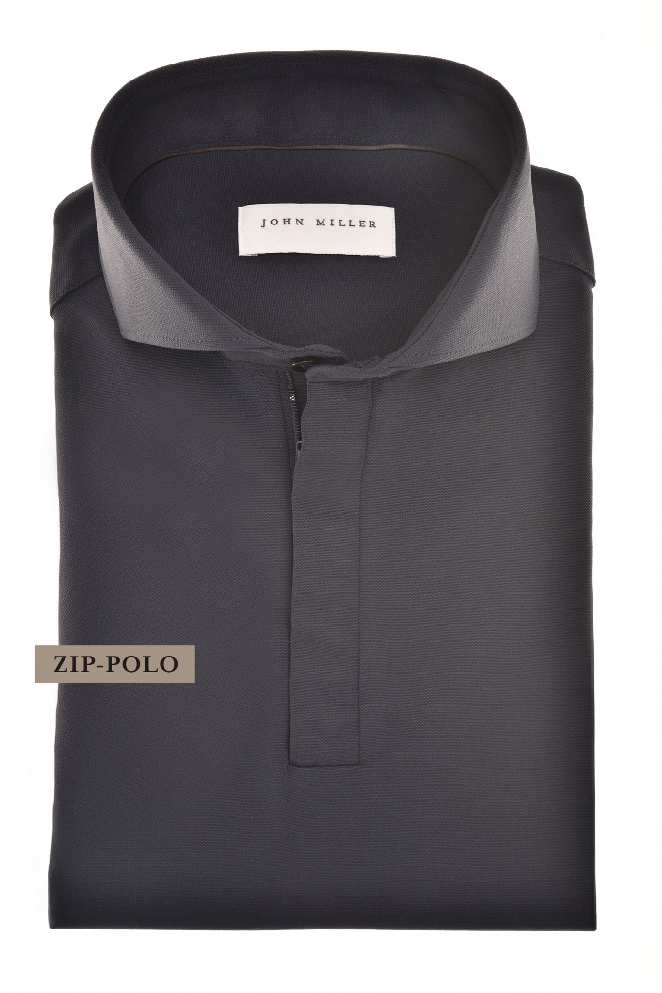 John Miller Hyperstretch polo met rits lange mouw donkerblauw
