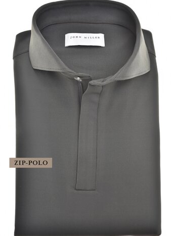 John Miller Hyperstretch polo met rits lange mouw donkergroen